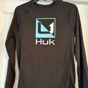 Huk Black and Blue Logo Long Sleeve Shirt